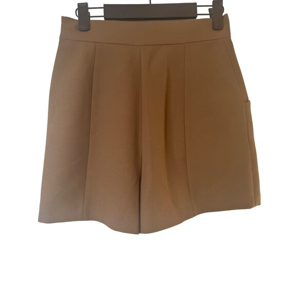 NWT ZARA XS Nutmeg Brown High Waisted Shorts Side Pockets - Picture 8 of 12